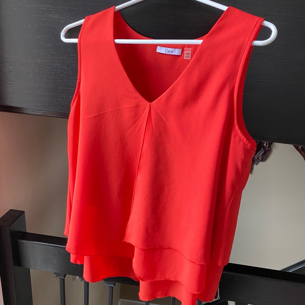 Coral sleeveless blouse